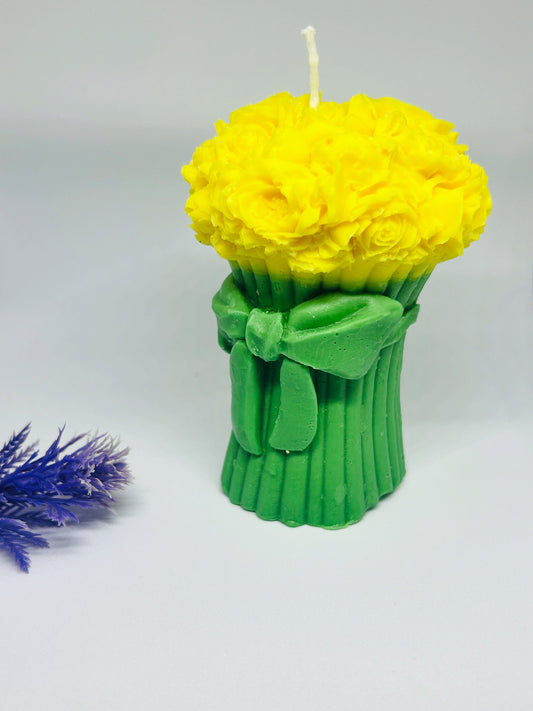 Lemongrass Scented Bouquet Candle – Handmade Floral Design, Natural Wax, Decorative Gift