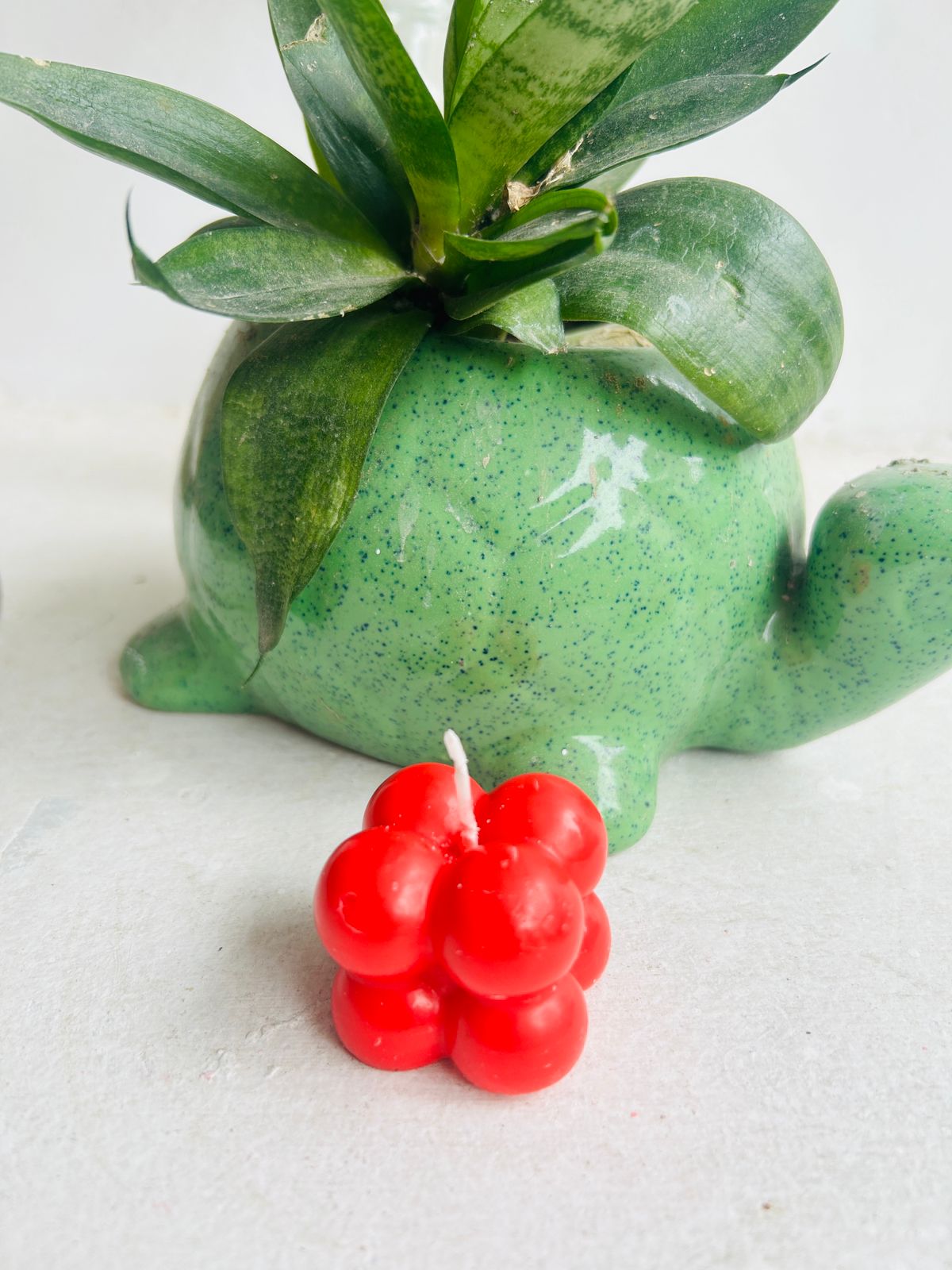 Pack of 4 Red Bubble Cube Candles | Designer Wax Candles for Home Décor, Romantic Setup & Gifting