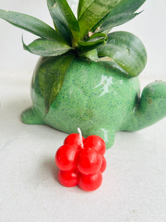 Pack of 4 Red Bubble Cube Candles | Designer Wax Candles for Home Décor, Romantic Setup & Gifting