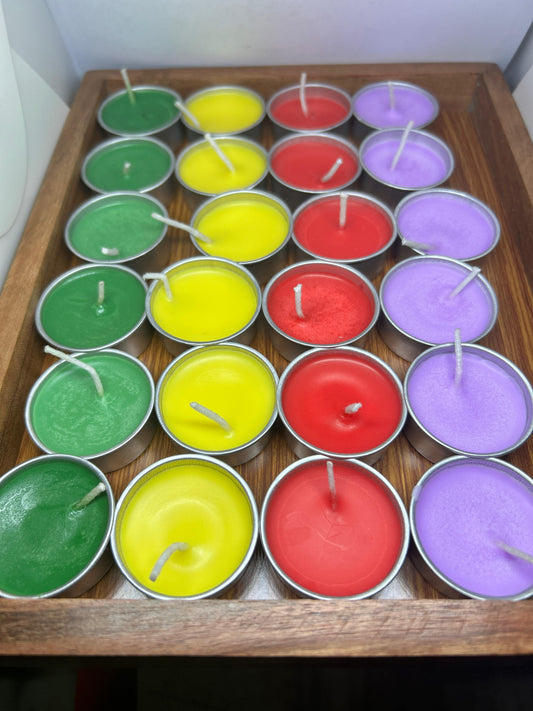 25 Pcs Colorful Scented Tealight Candle Set | Mixed Fragrance Wax Candles for Home Décor, Aromatherapy & Festive Lighting