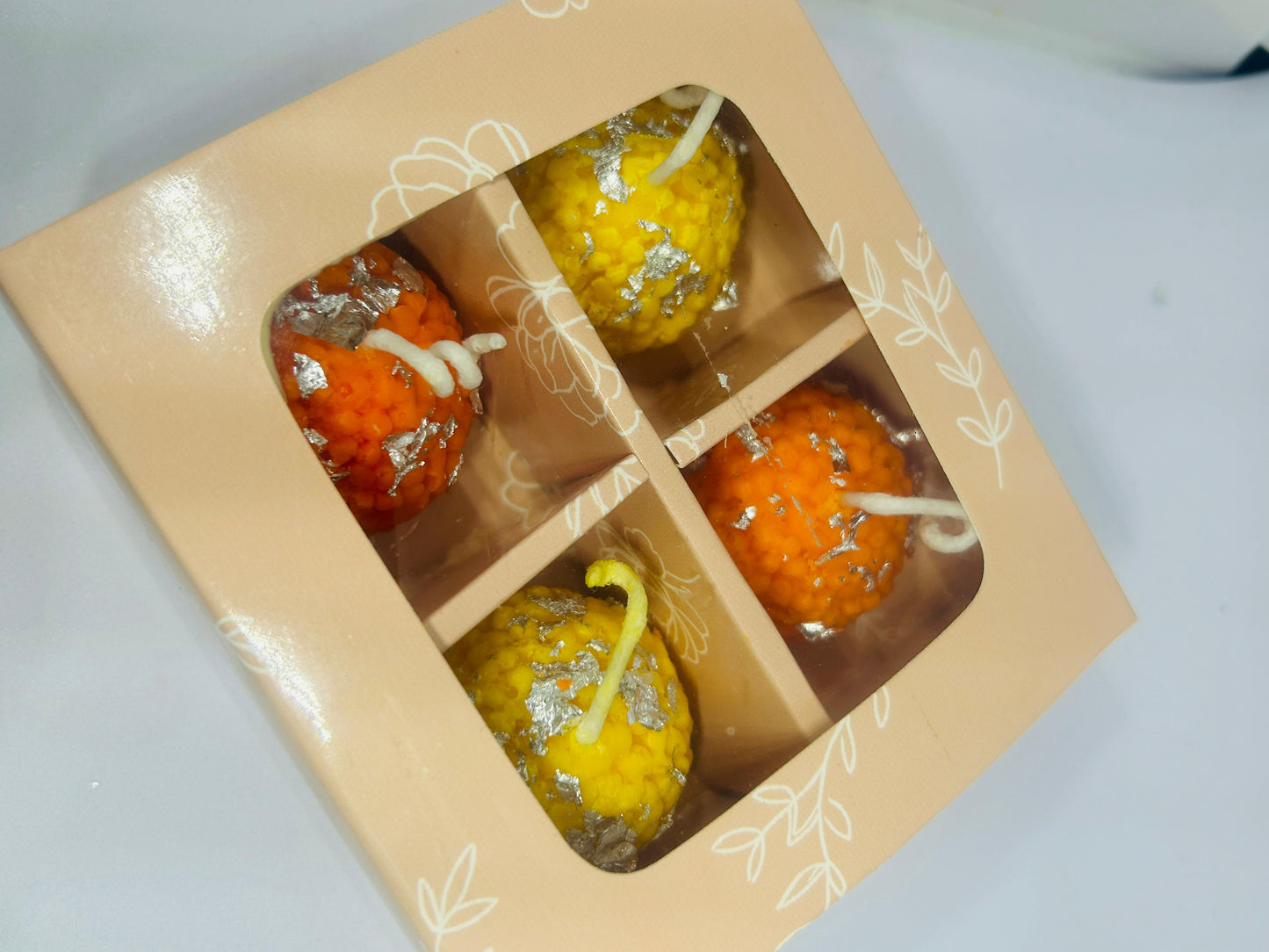 Pack of 4 Ladoo Aroma Candles – Festive Decorative & Scented Gift Set